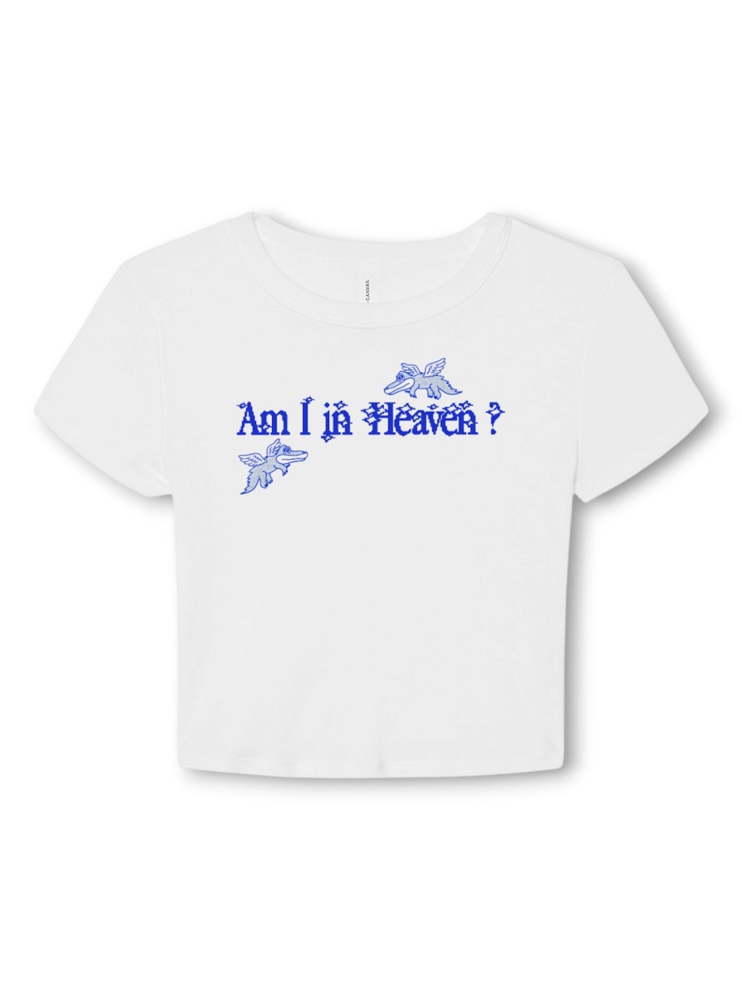 Am I In Heaven? Women's crop baby tee