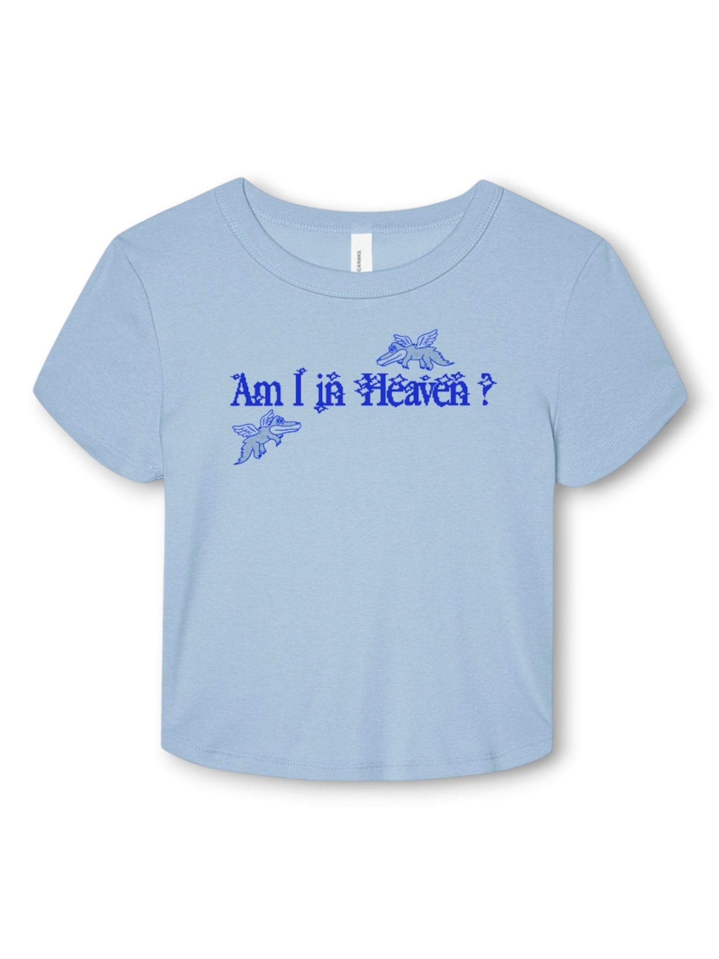Am I In Heaven? Women's crop baby tee